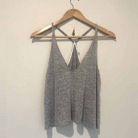 Wilfred Free Flowy Racerback Semi-Cropped Tank Top in Heather Grey ~ size XS - Picture 1 of 6